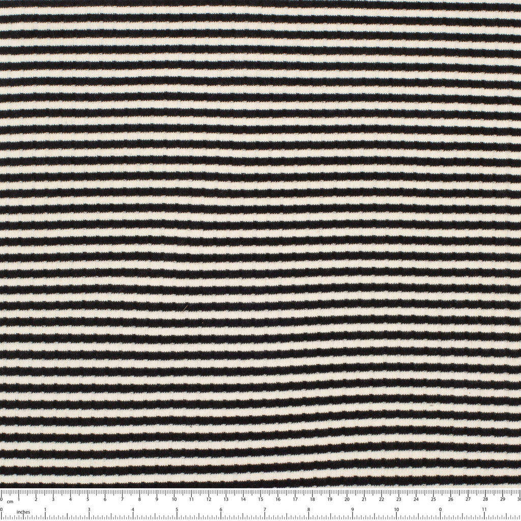 INTERLOCK BAWEŁNIANY Z ELASTANEM - SPRANE CZARNE PASKI - 250 G/M2