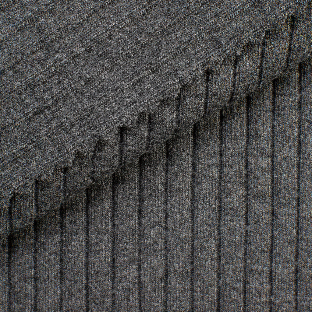Dzianina interlock prążkowany 380 g/m² - ciemnoszary - szer. 95 cm - RIB