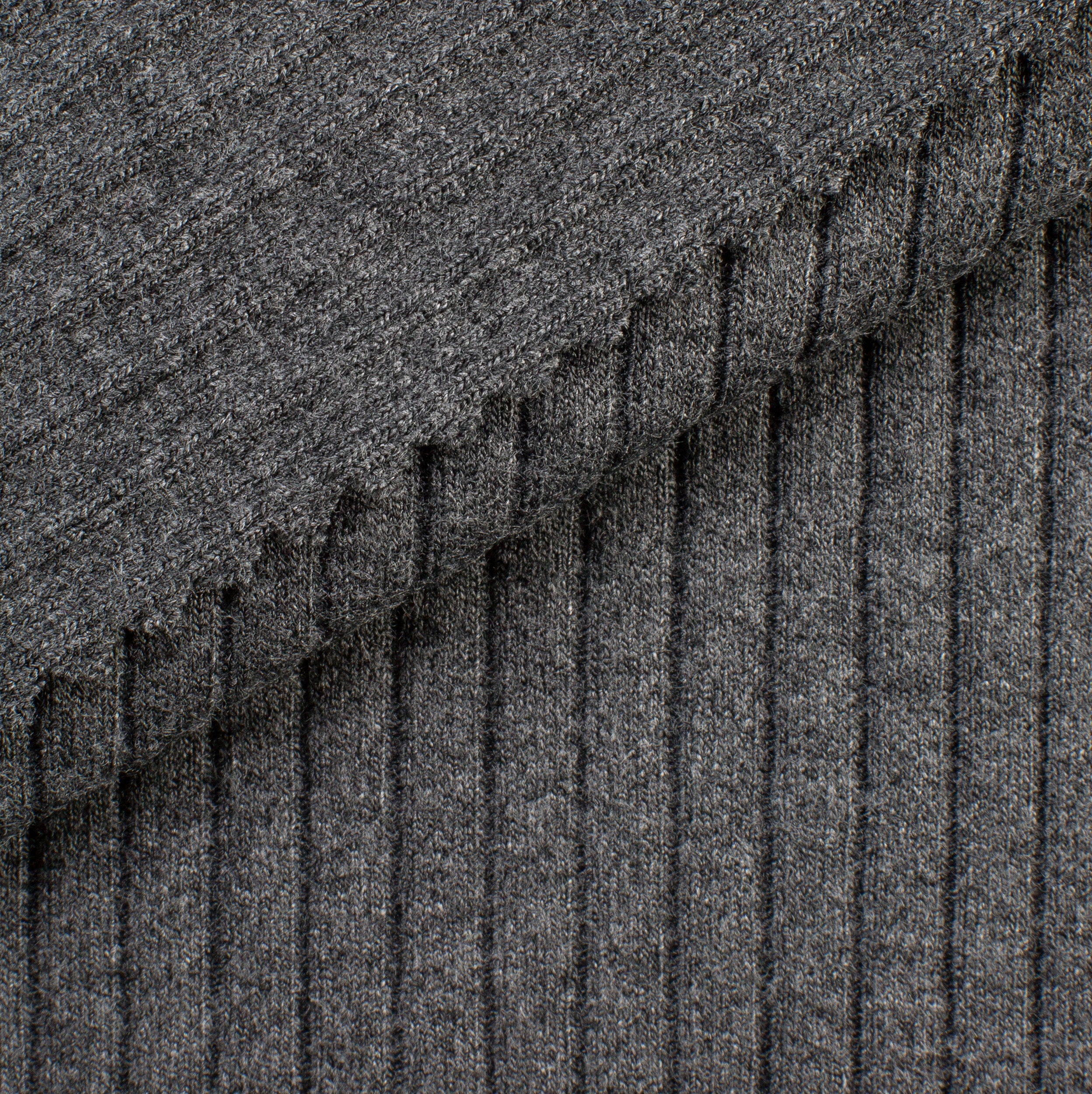 Dzianina interlock prążkowany 380 g/m² - ciemnoszary - szer. 95 cm - RIB