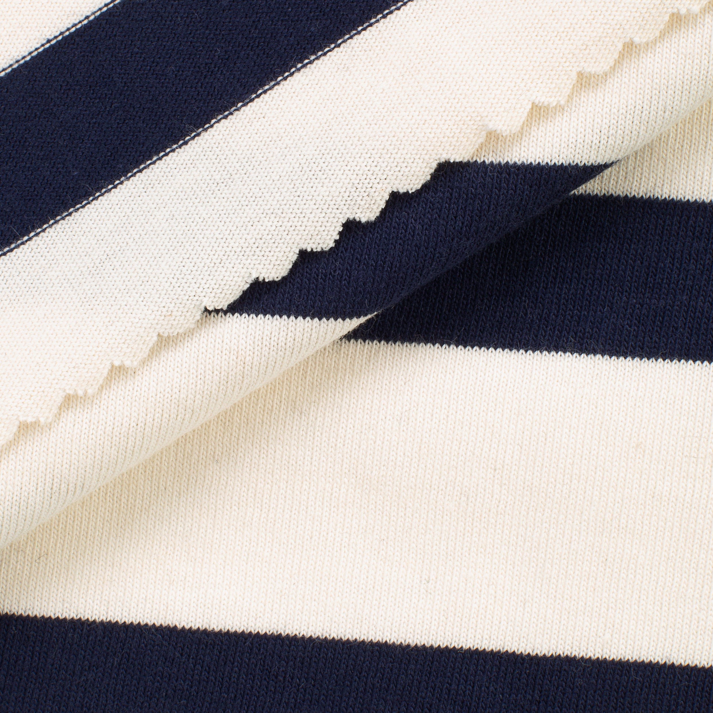 Dzianina single jersey 150 g/m² - sprane granatowe paski